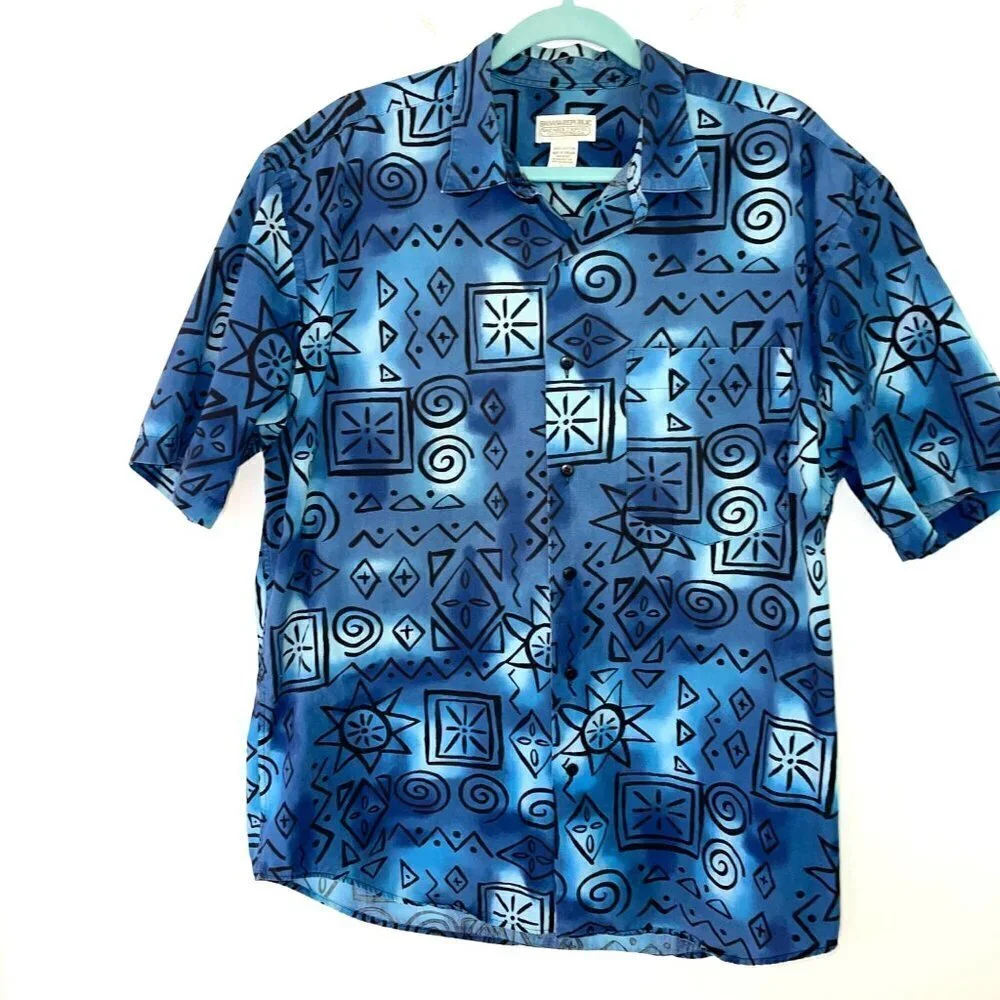 Banana Republic Safari & Travel Clothing Co. Mens Shirt Blue Size Large Vintage